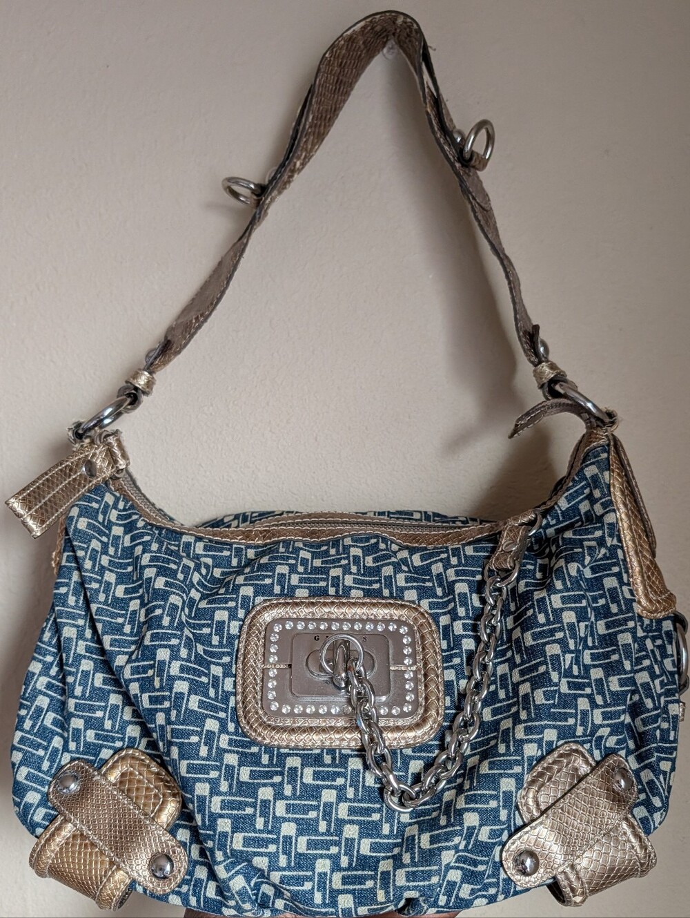 GUESS Y2K Denim Monogram Hobo Shoulder Bag 💙💙🩵🩵✨